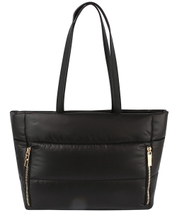 Nylon Puffy Shopper Bag LQ319-1 BLACK